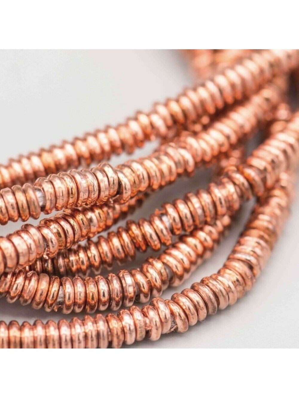 Ethnic India Copper Handcrafted 4mm Round Heishi Rondelle Beads 50 pcs